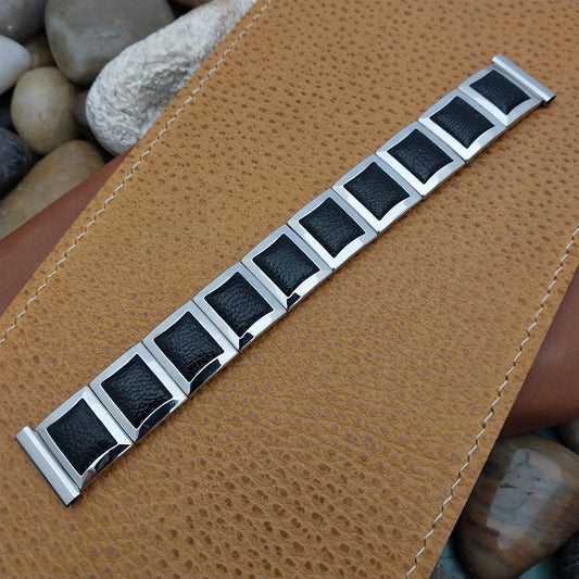 1960s Stainless Steel & Leatherette MCM Classic Unused nos Vintage Watch Band