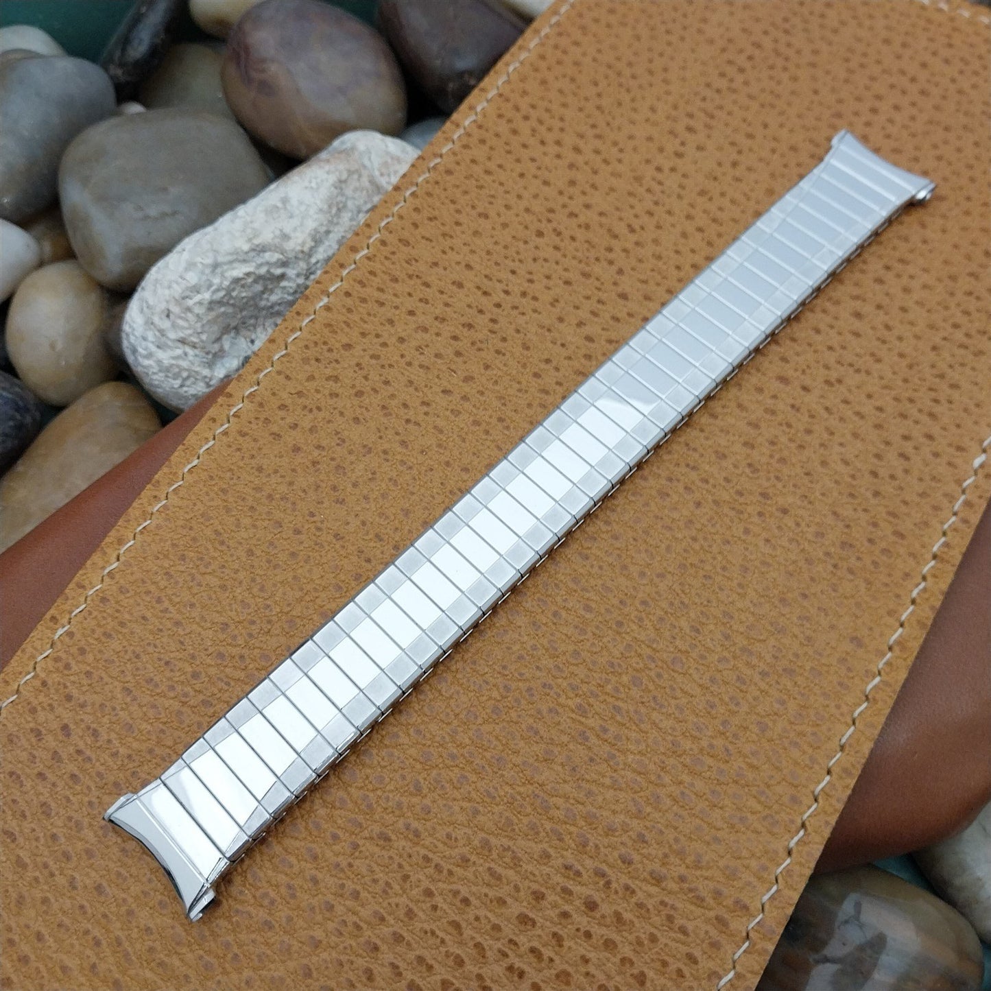1969 Long 10k White Gold Filled Classic Speidel Depth Vintage Watch Band nos