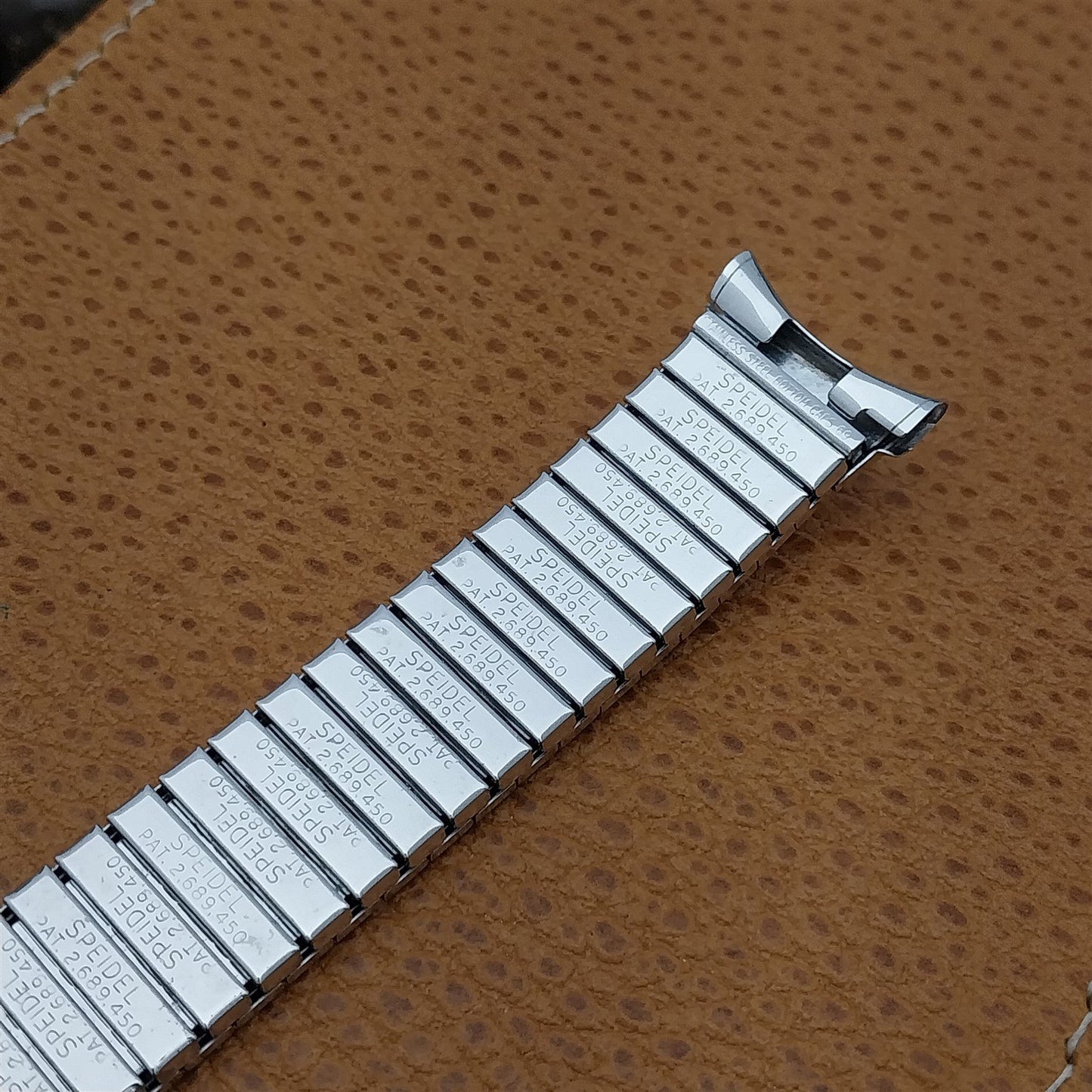 1969 Long 10k White Gold Filled Classic Speidel Depth Vintage Watch Band nos