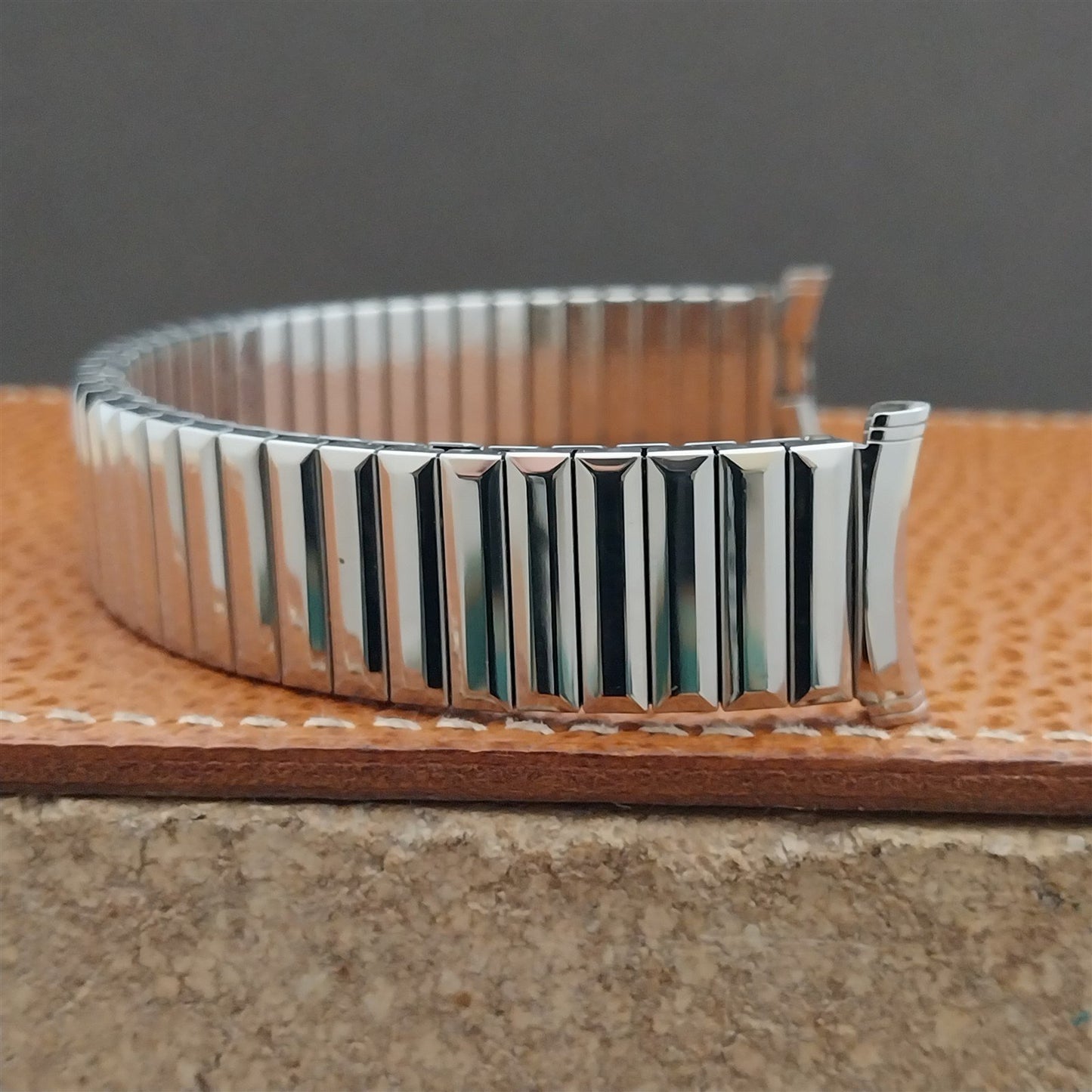 1966 Stainless Steel Speidel Fullback 19mm 18mm Expansion Vintage Watch Band
