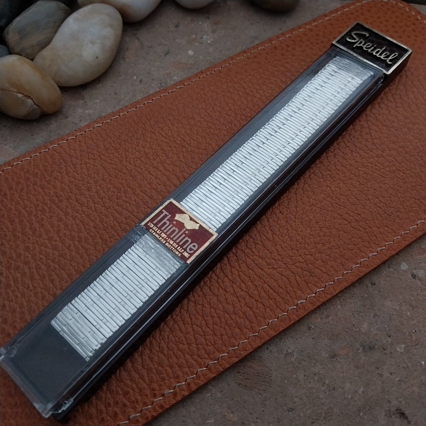 Vintage 17.2mm White Gold-Fill Speidel Thinline Classic Stretch 1970s Watch Band