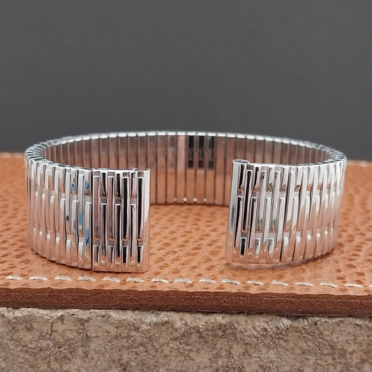 Vintage 17.2mm White Gold-Fill Speidel Thinline Classic Stretch 1970s Watch Band