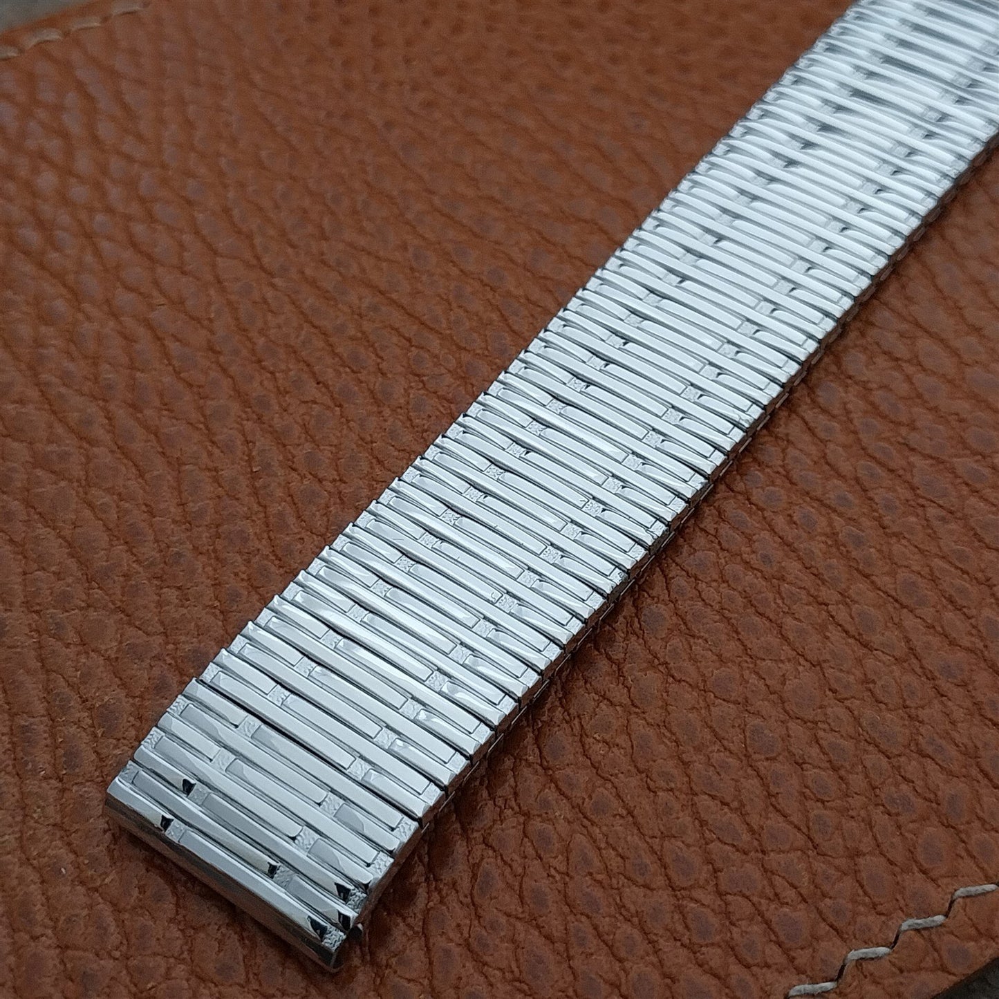 Vintage 17.2mm White Gold-Fill Speidel Thinline Classic Stretch 1970s Watch Band