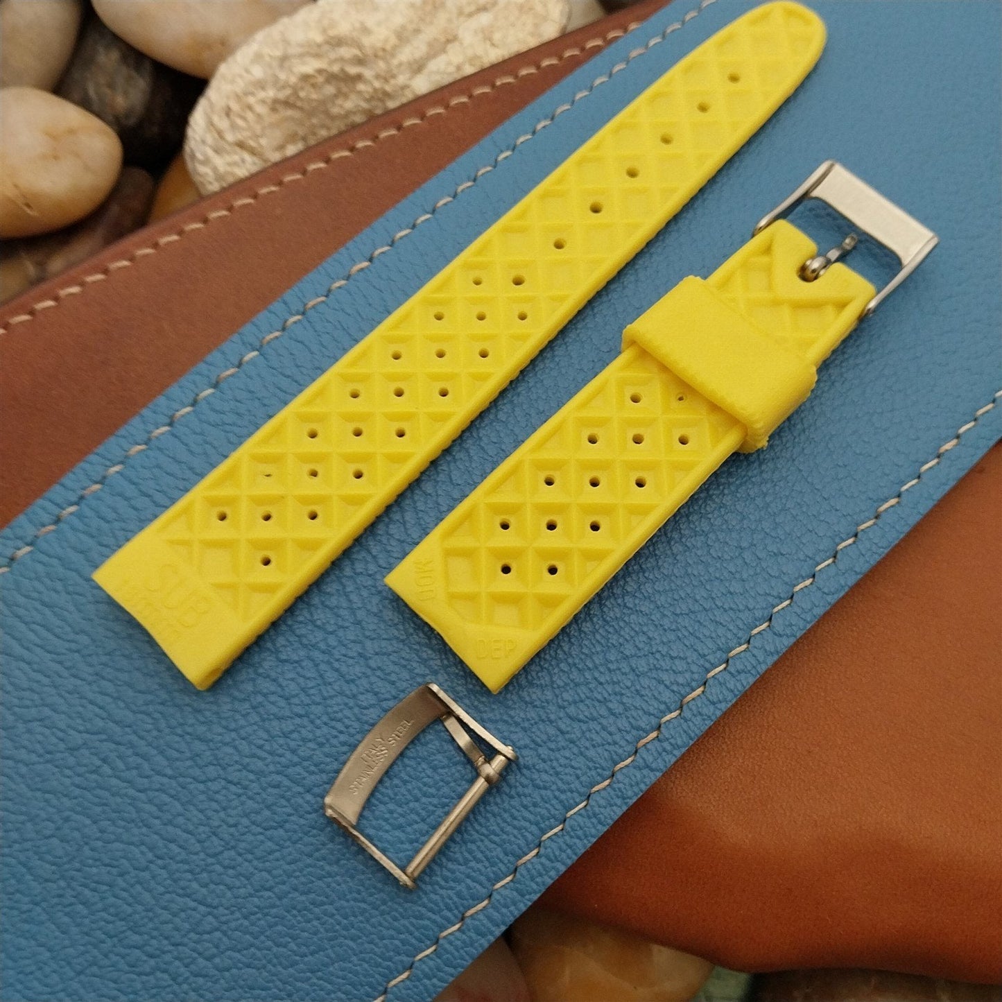 Vintage 18mm Swiss SUB Diver Yellow Tropical Skindiver Unused 1960s Watch Band