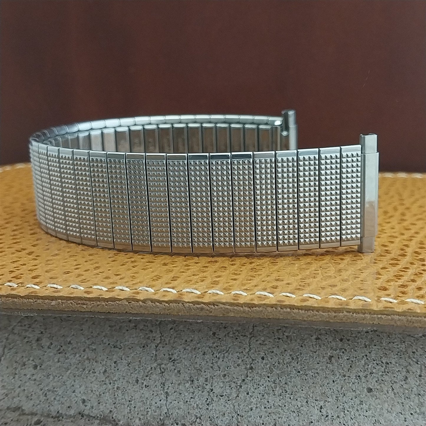 Vintage Watch Band 1970s Wide Stainless Steel Stretch Speidel USA Made Unused