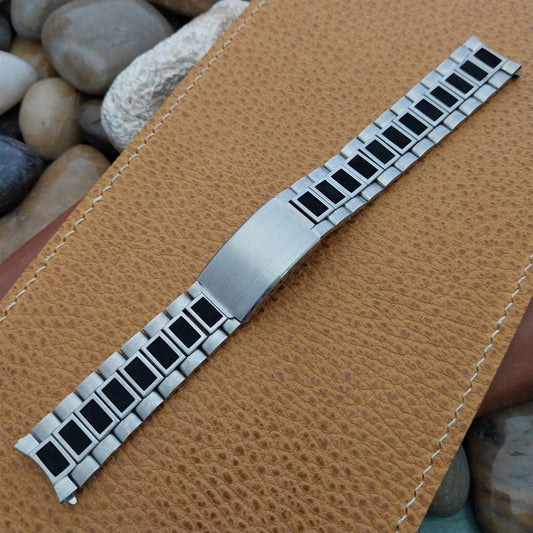 Vintage 17mm Stainless Steel & Corfam Bullet Link Baldwin nos Classic Watch Band