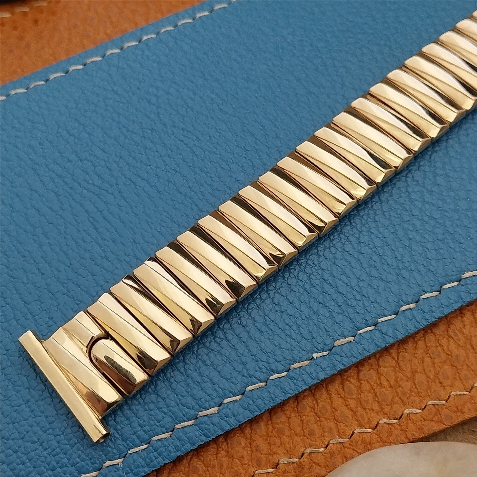 rare 12k Yellow Gold-Filled Gemex Skipper nos 1950s 19mm 15mm Vintage Watch Band