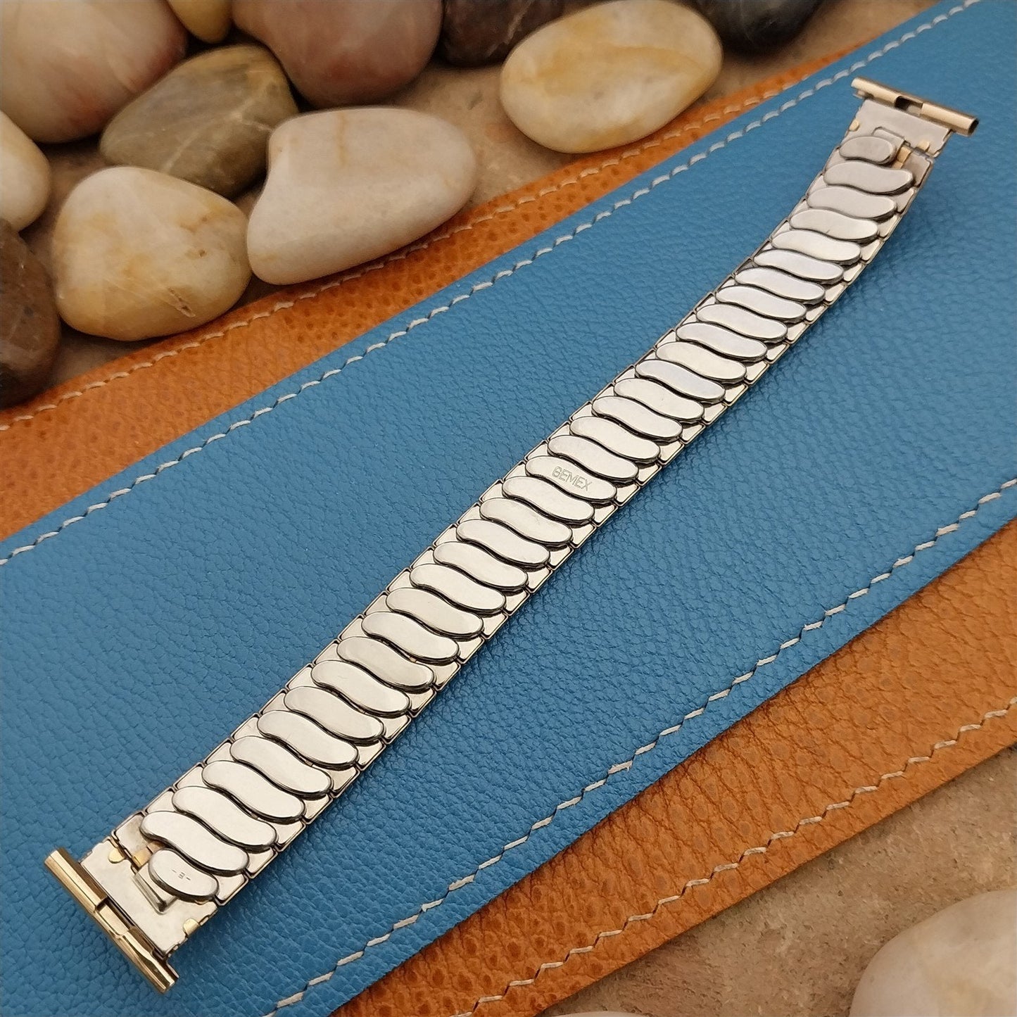 rare 12k Yellow Gold-Filled Gemex Skipper nos 1950s 19mm 15mm Vintage Watch Band