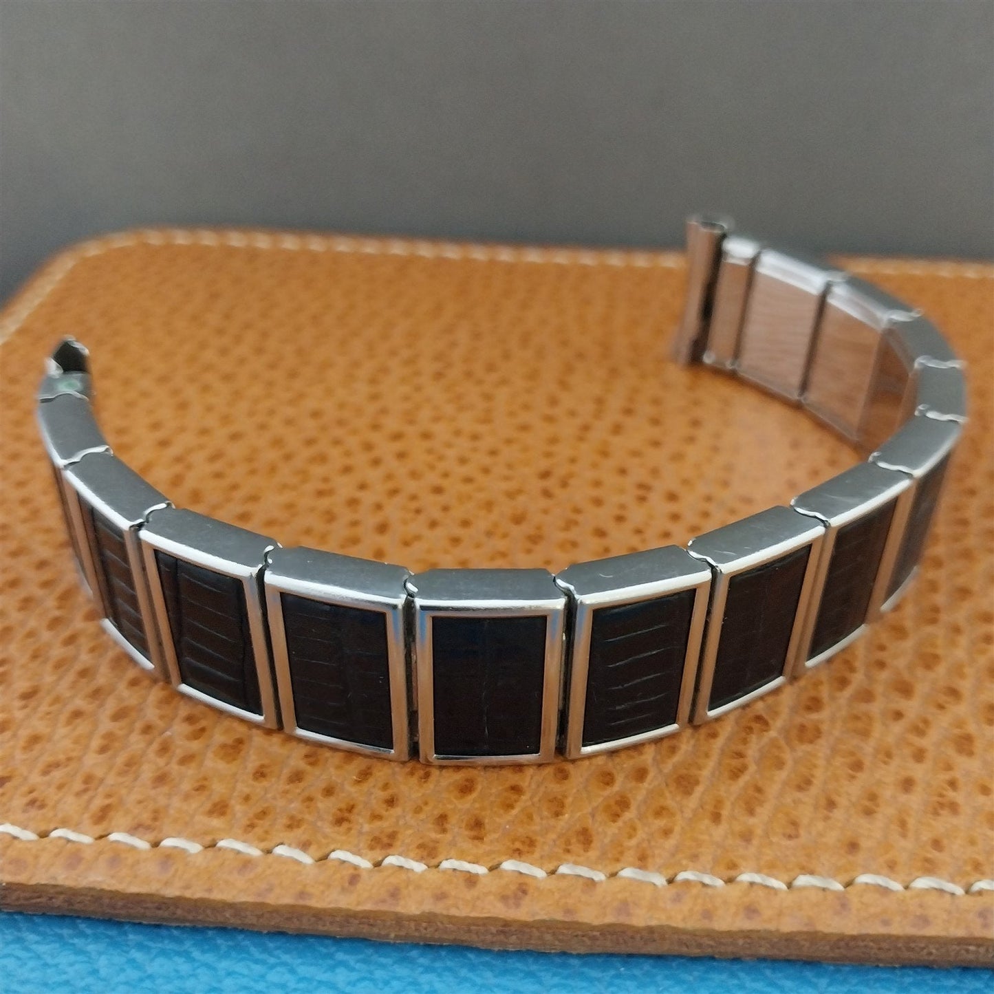 17mm Stainless Steel & Alligator Classic Gemex USA nos 1950s Vintage Watch Band