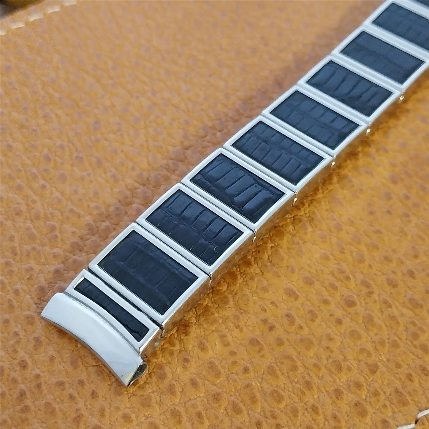 17mm Stainless Steel & Alligator Classic Gemex USA nos 1950s Vintage Watch Band