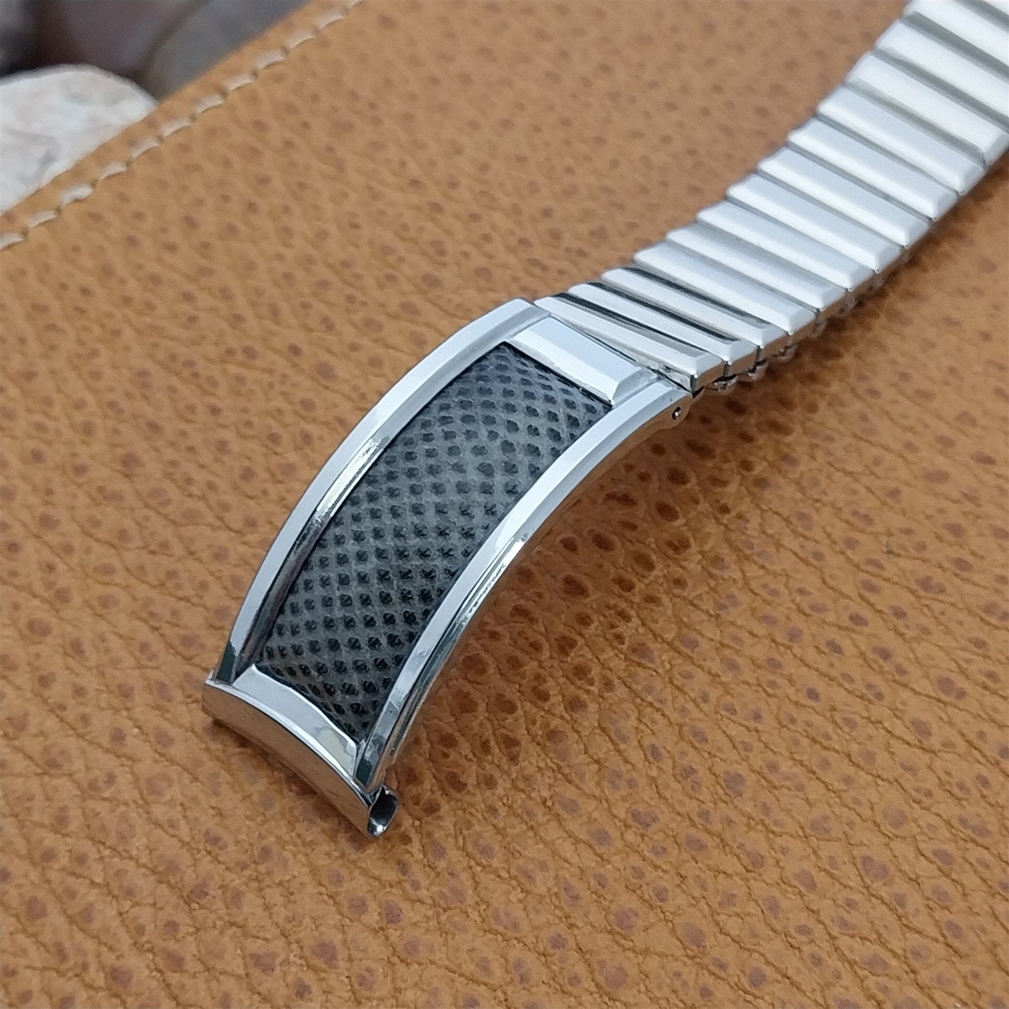 5/8" Bretton Classic Stainless Steel & Lizard Unused 1950s Vintage Watch Band