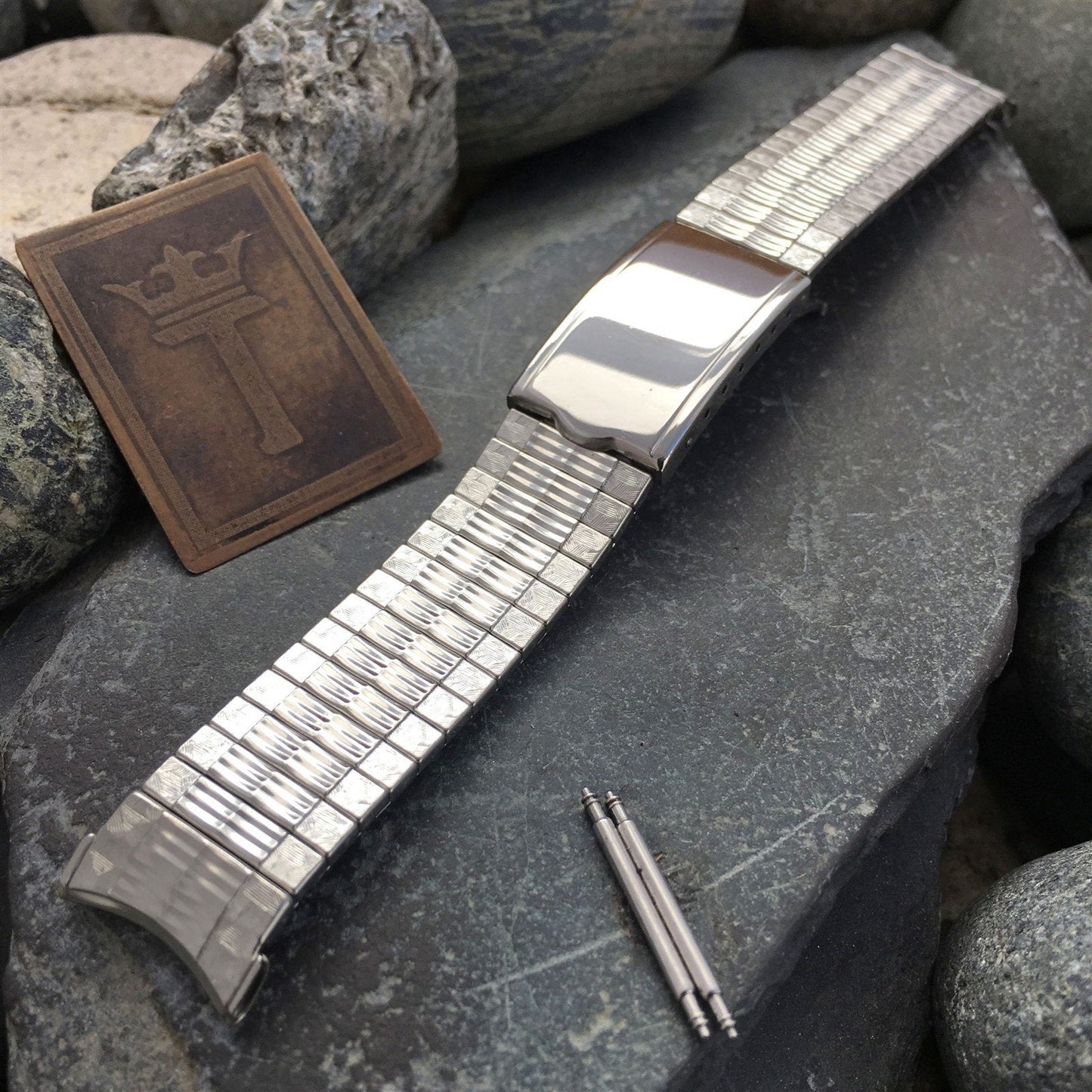 18mm 19mm Stainless Steel Expansion Deployment Unused 1960s Vintage Watch Band