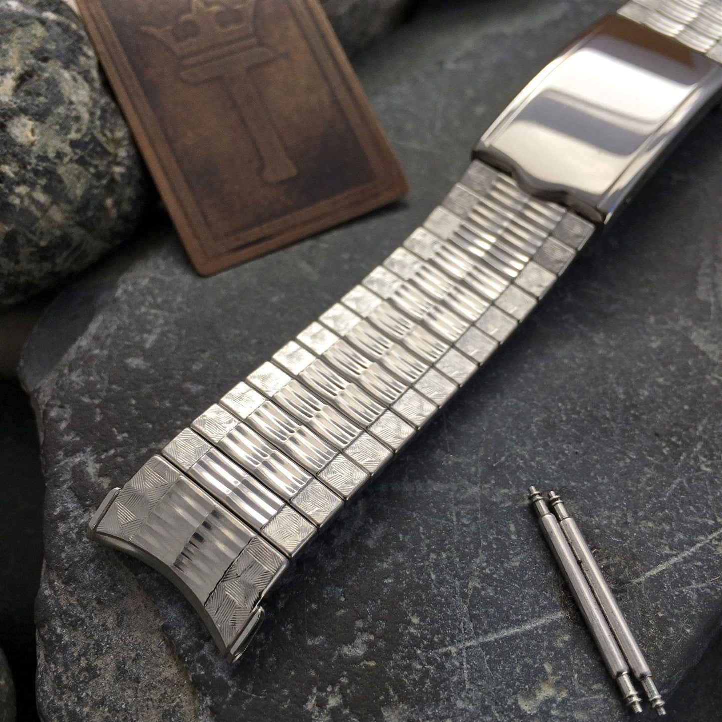 18mm 19mm Stainless Steel Expansion Deployment Unused 1960s Vintage Watch Band