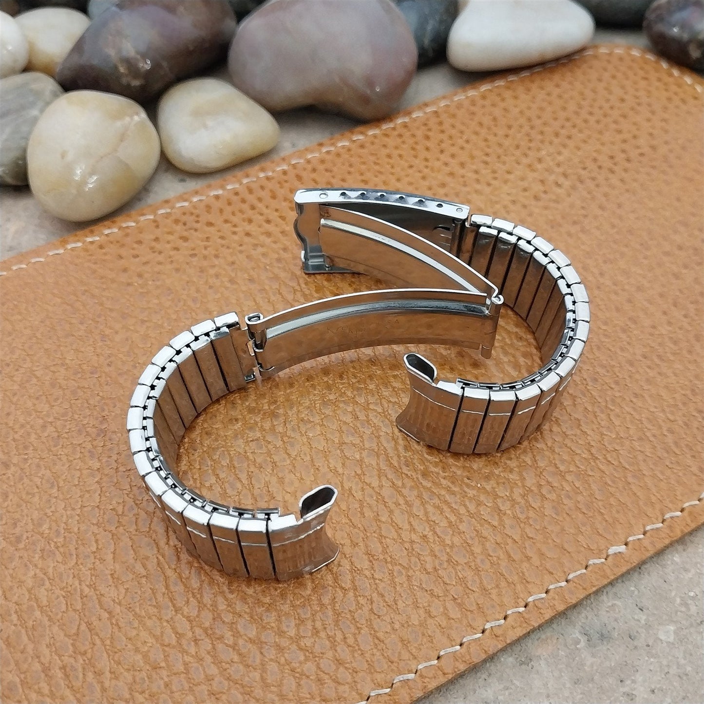 Vintage 18mm 19mm Stainless Steel Expansion Deployment Unused 1960s Watch Band