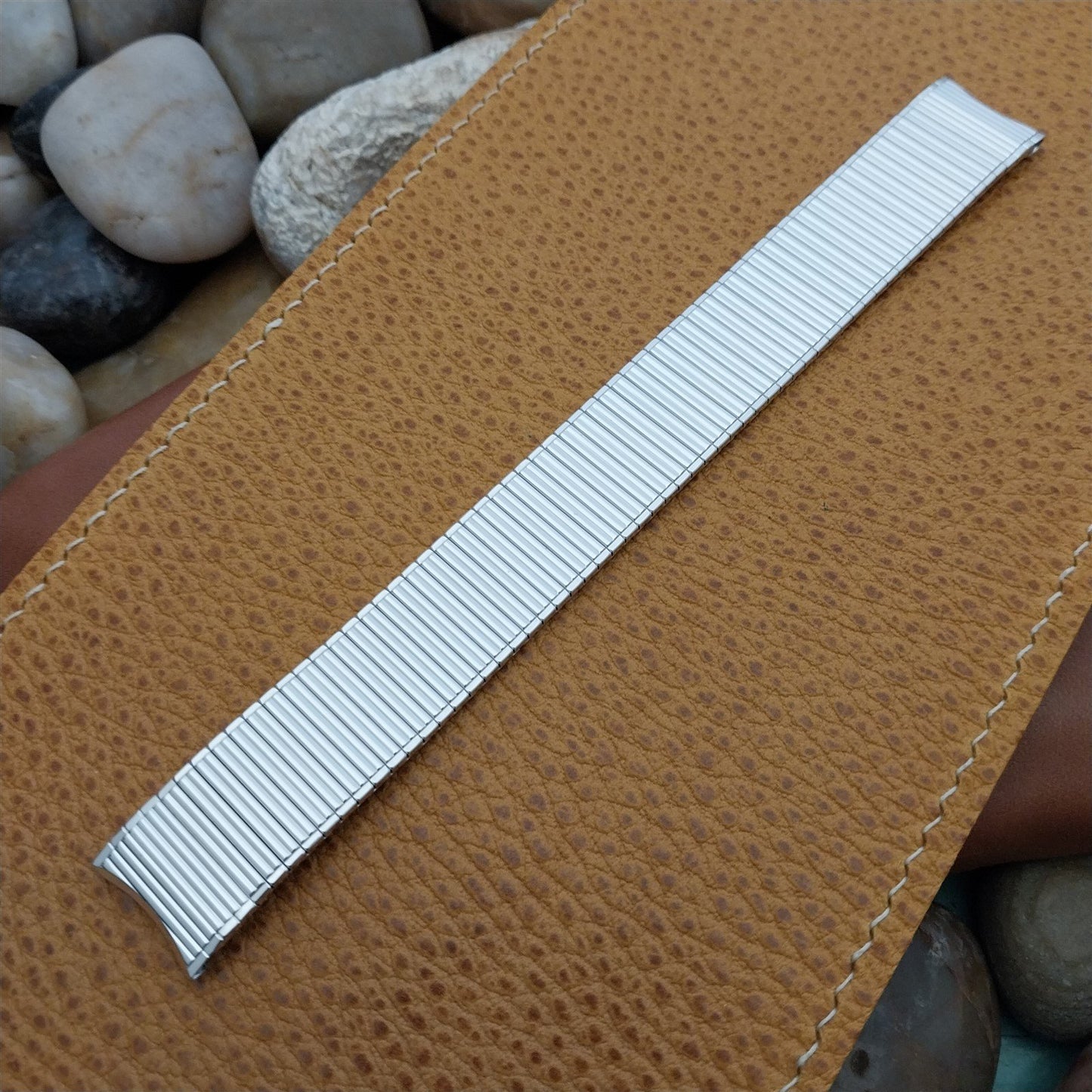 17.2mm 10k White Gold-Fill Thinline Speidel Unused nos 1970s Vintage Watch Band