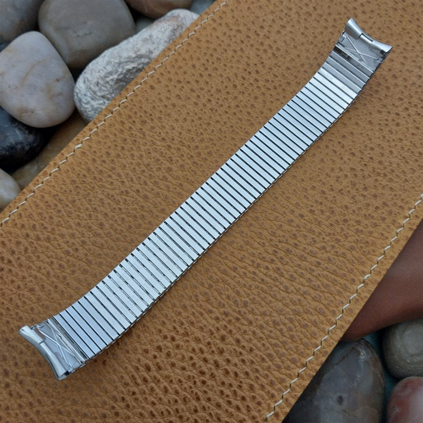 17.2mm 10k White Gold-Fill Thinline Speidel Unused nos 1970s Vintage Watch Band