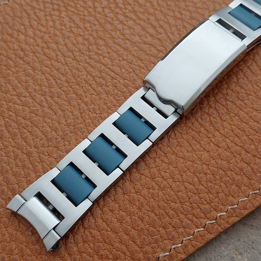 JB Champion 17.2mm 11/16" Blue & Stainless Steel Unused 1960s Vintage Watch Band