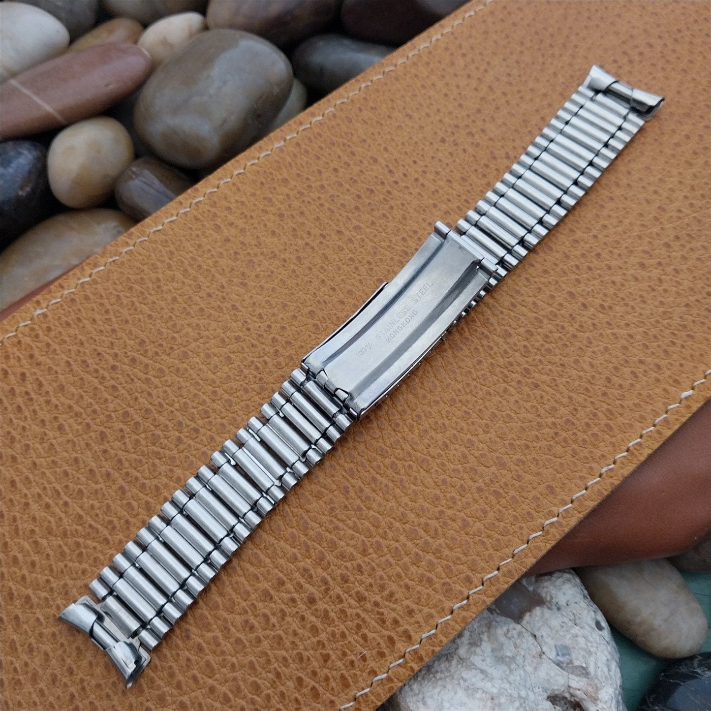 18mm 19mm Stainless Steel Cushion Link nos 1960s-1970s Vintage Watch Band