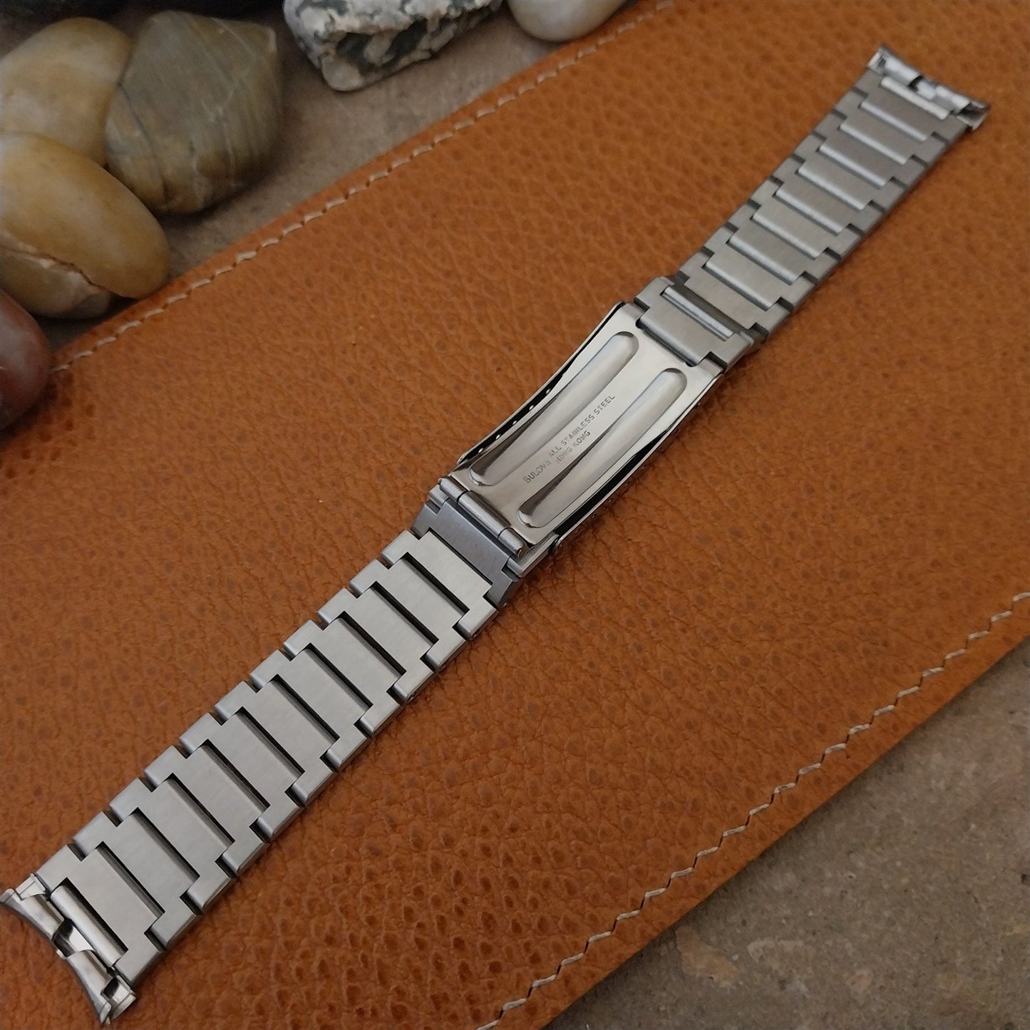 19mm 18mm 17mm Vintage Bulova Solid-Link Stainless Steel Unused 1970s Watch Band