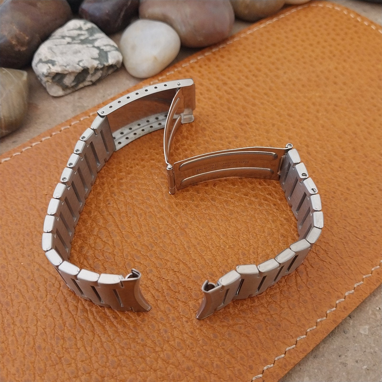 19mm 18mm 17mm Vintage Bulova Solid-Link Stainless Steel Unused 1970s Watch Band