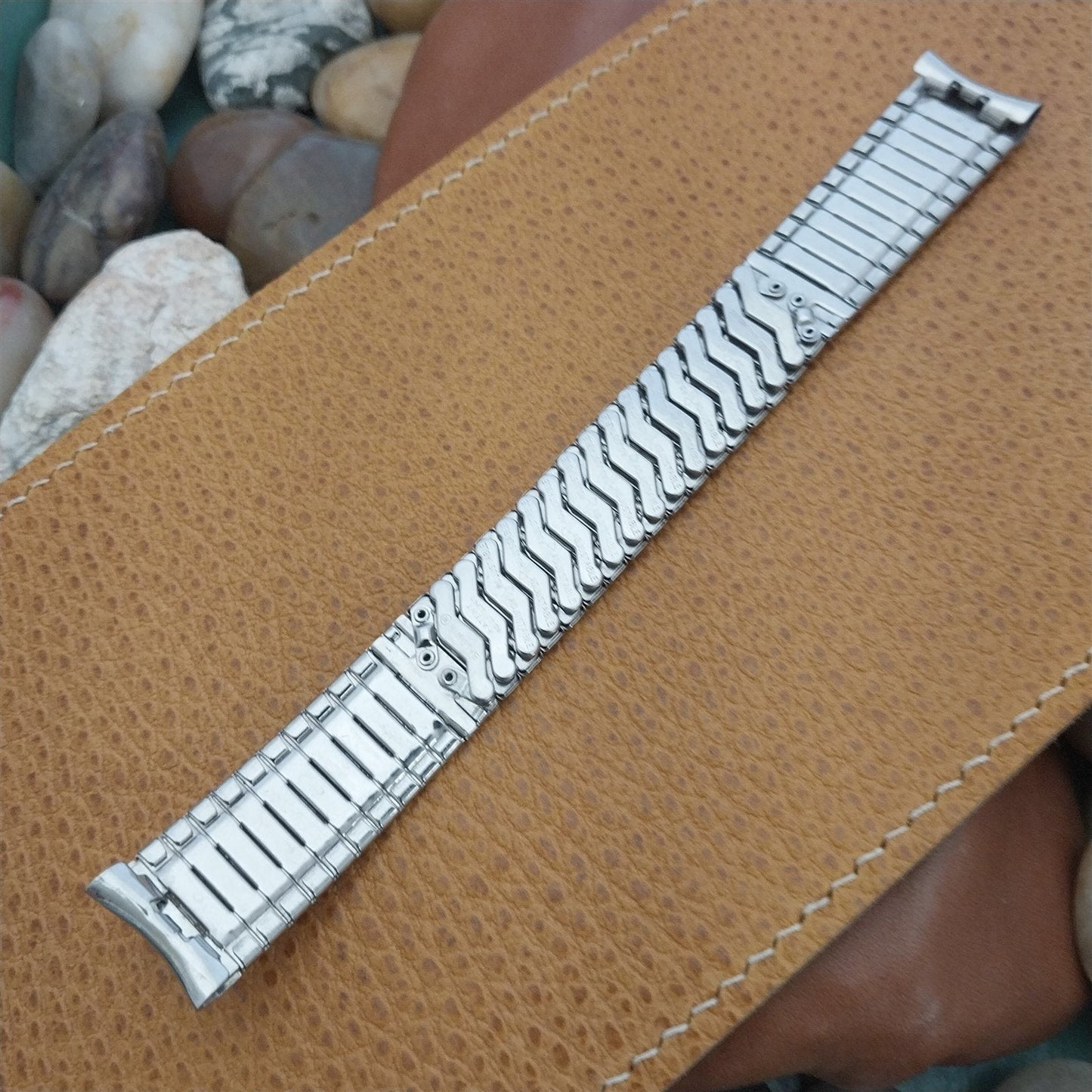 17.2mm 11/16" Stainless Steel Unused 1960s Space Age Baldwin Vintage Watch Band