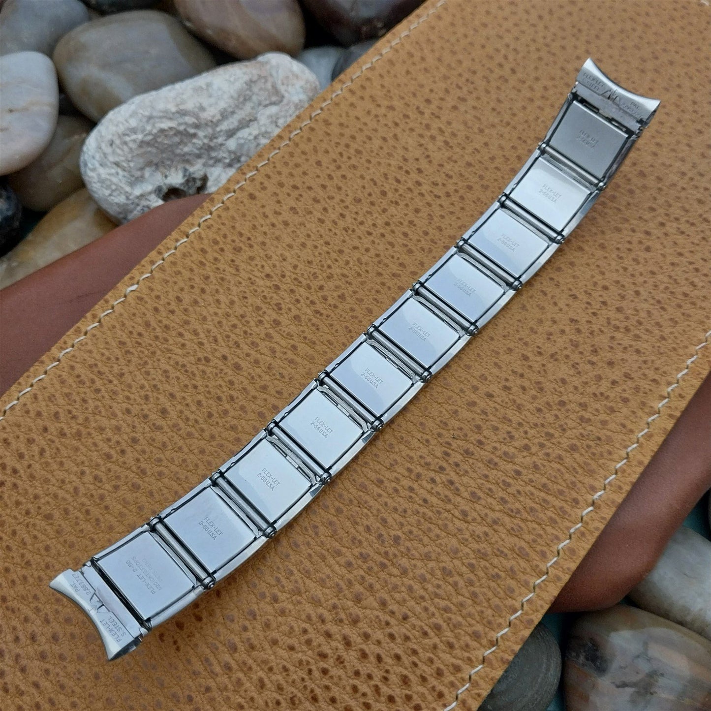 17.2mm 11/16" White Gold-Filled Flex-Let Beau Moderne 1960s Vintage Watch Band