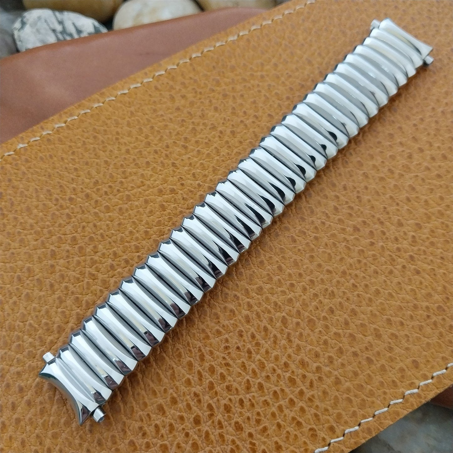 1950s Elgin Hadley USA Classic Stainless Steel 16mm 18mm nos Vintage Watch Band