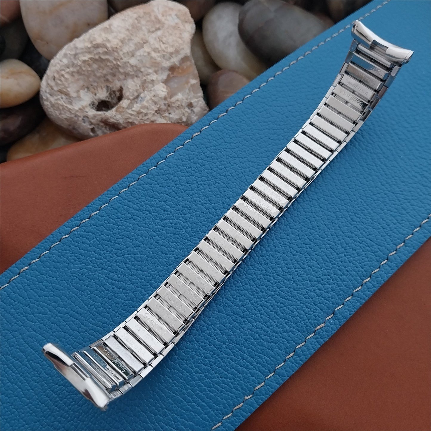 19mm 18mm 10k White Gold-Filled Speidel Tapered Unused nos Vintage Watch Band