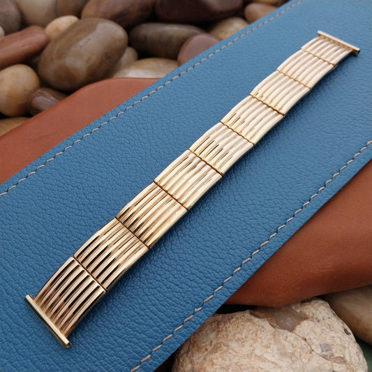 10k Gold Filled 1955 Speidel In The Groove Floating-Link nos Vintage Watch Band