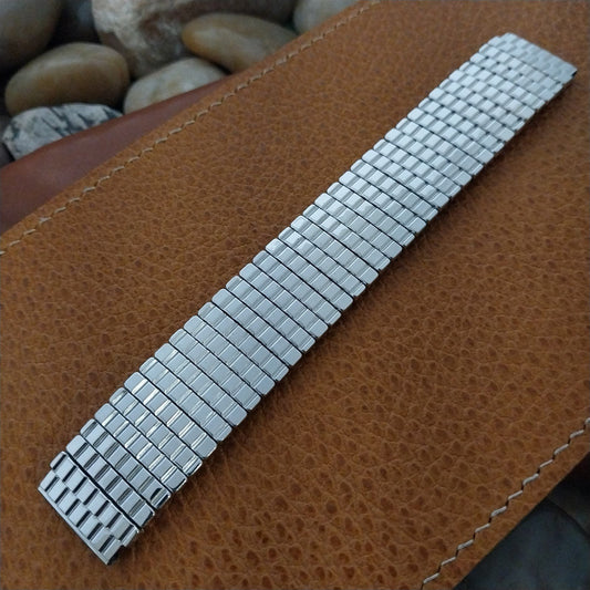 Vintage 19mm 1950s Speidel MCM White Gold Filled Wide Classic Unused Watch Band