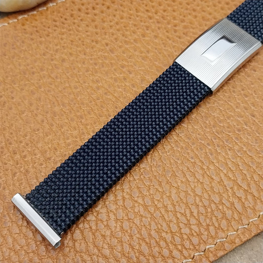 Vintage 18mm 19mm Evinger Blue & Stainless Steel Stretch Mesh Unused Watch Band