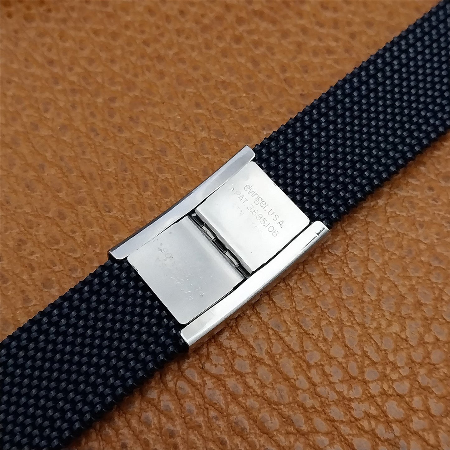 Vintage 18mm 19mm Evinger Blue & Stainless Steel Stretch Mesh Unused Watch Band