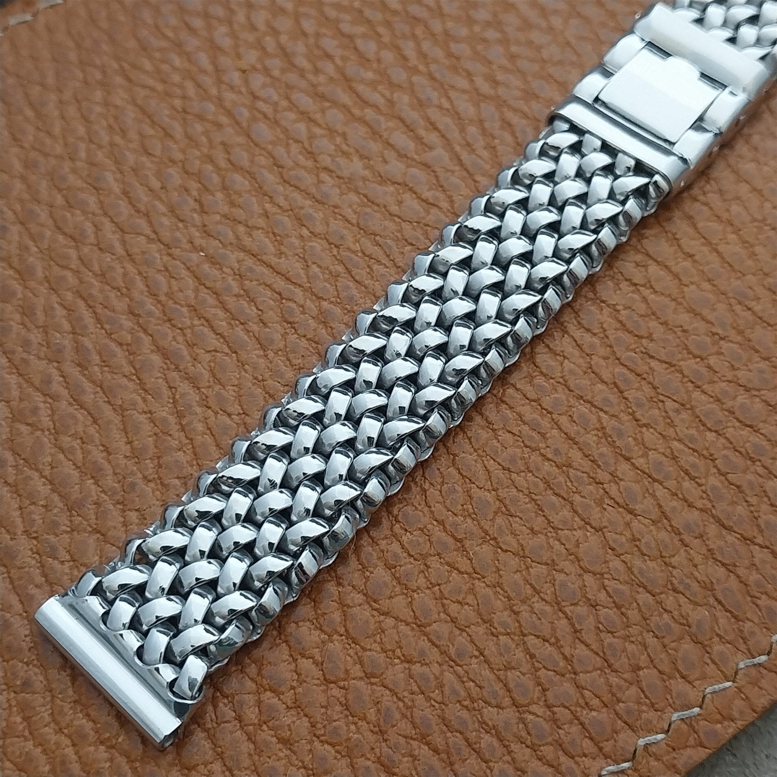 Vintage 16mm White Gold-Filled Mesh 1940s Kreisler Wonder Weave Watch Band