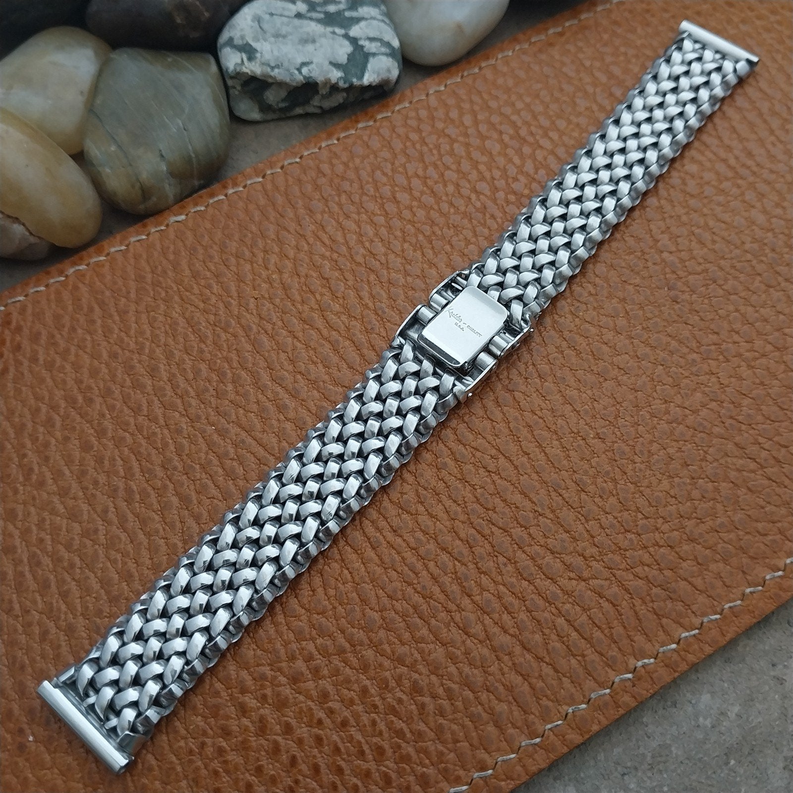 Vintage 16mm White Gold-Filled Mesh 1940s Kreisler Wonder Weave Watch Band