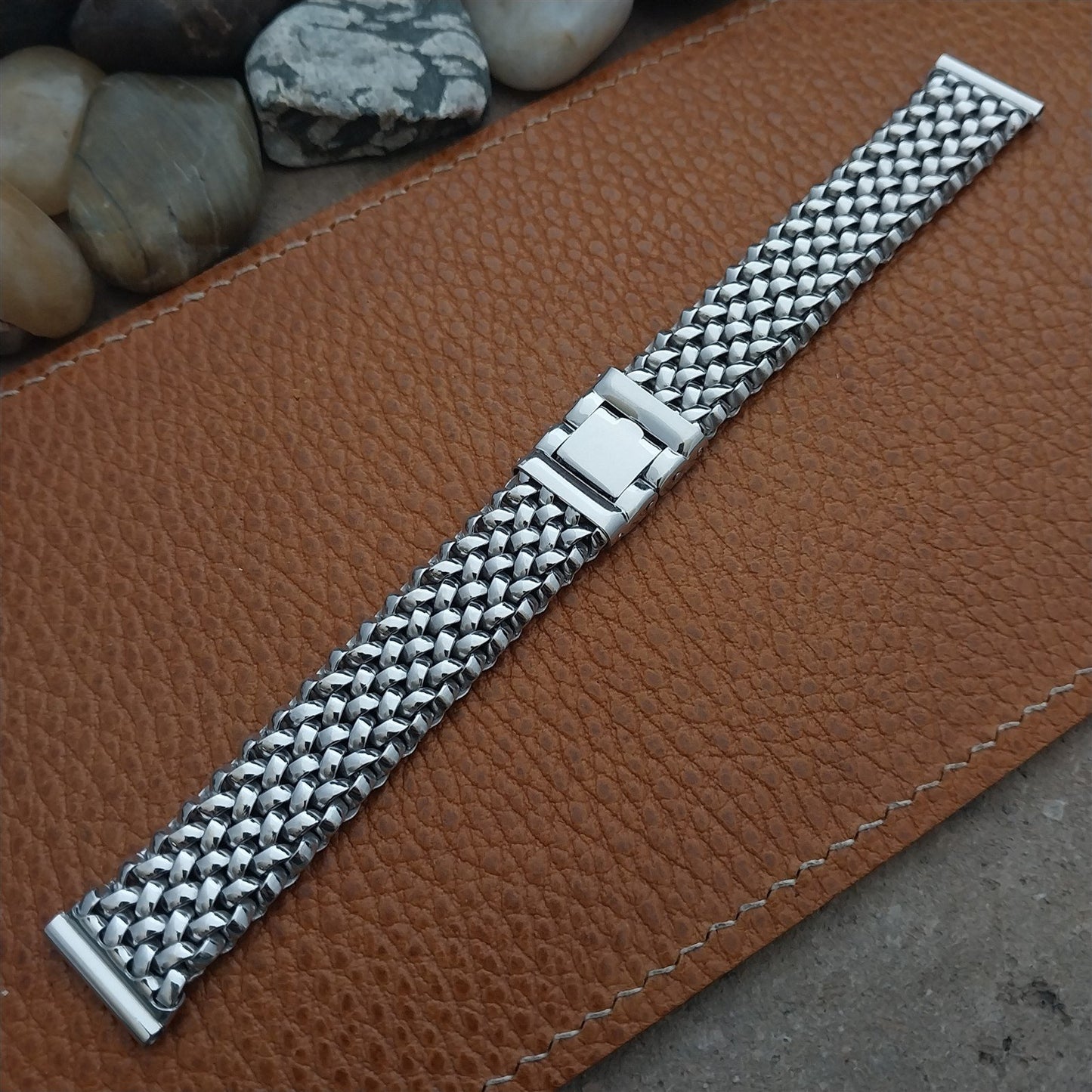 Vintage 16mm White Gold-Filled Mesh 1940s Kreisler Wonder Weave Watch Band