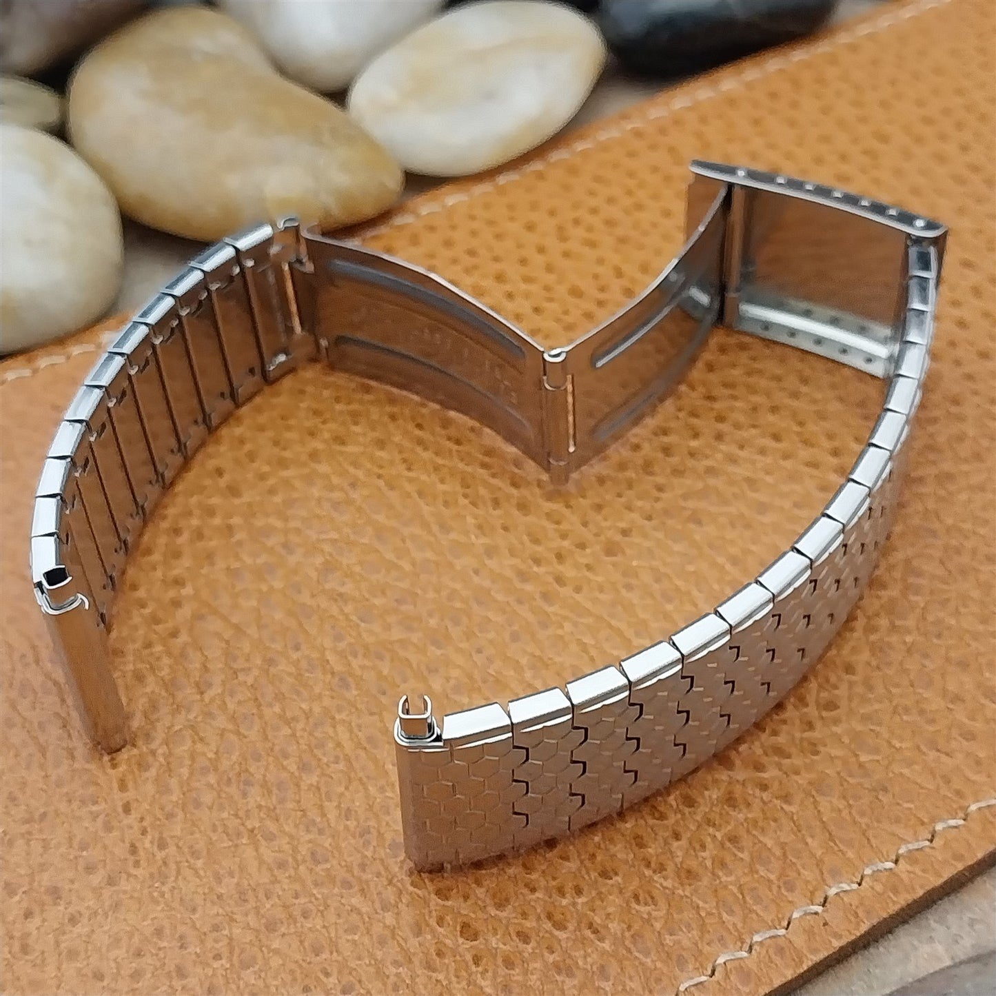 Vintage 18mm 22mm Long Speidel Spartacus Stainless Steel Unused 70s Watch Band