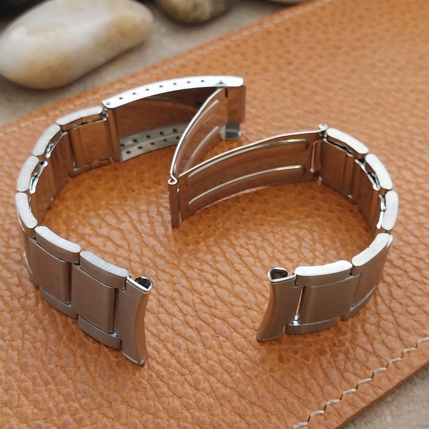 Vintage 19mm 18mm Kreisler Stelux Brushed Steel Stainless Unused NOS Watch Band