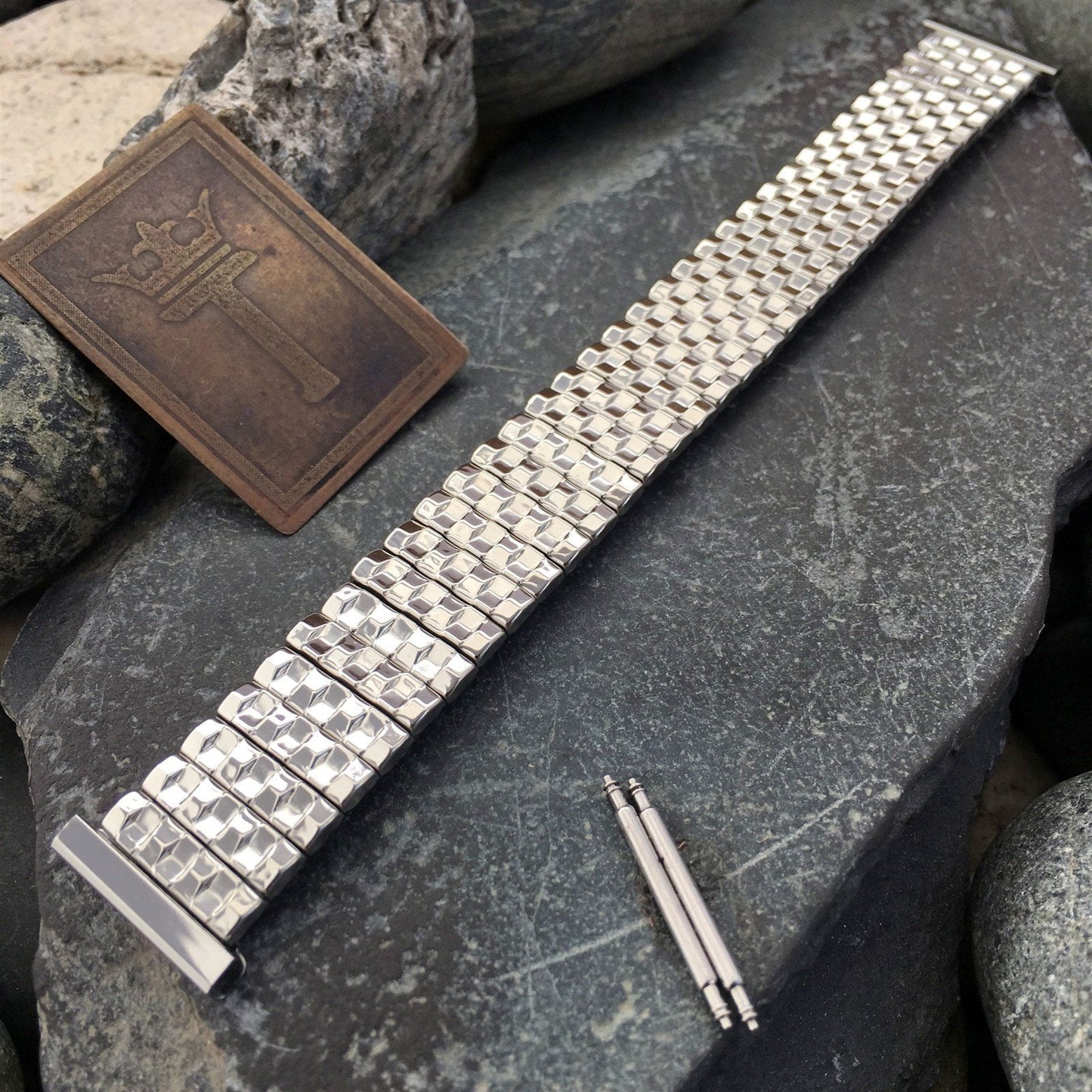 1960s Stainless Steel Expansion nos Vintage Watch Band Bellavance USA 16mm-19mm