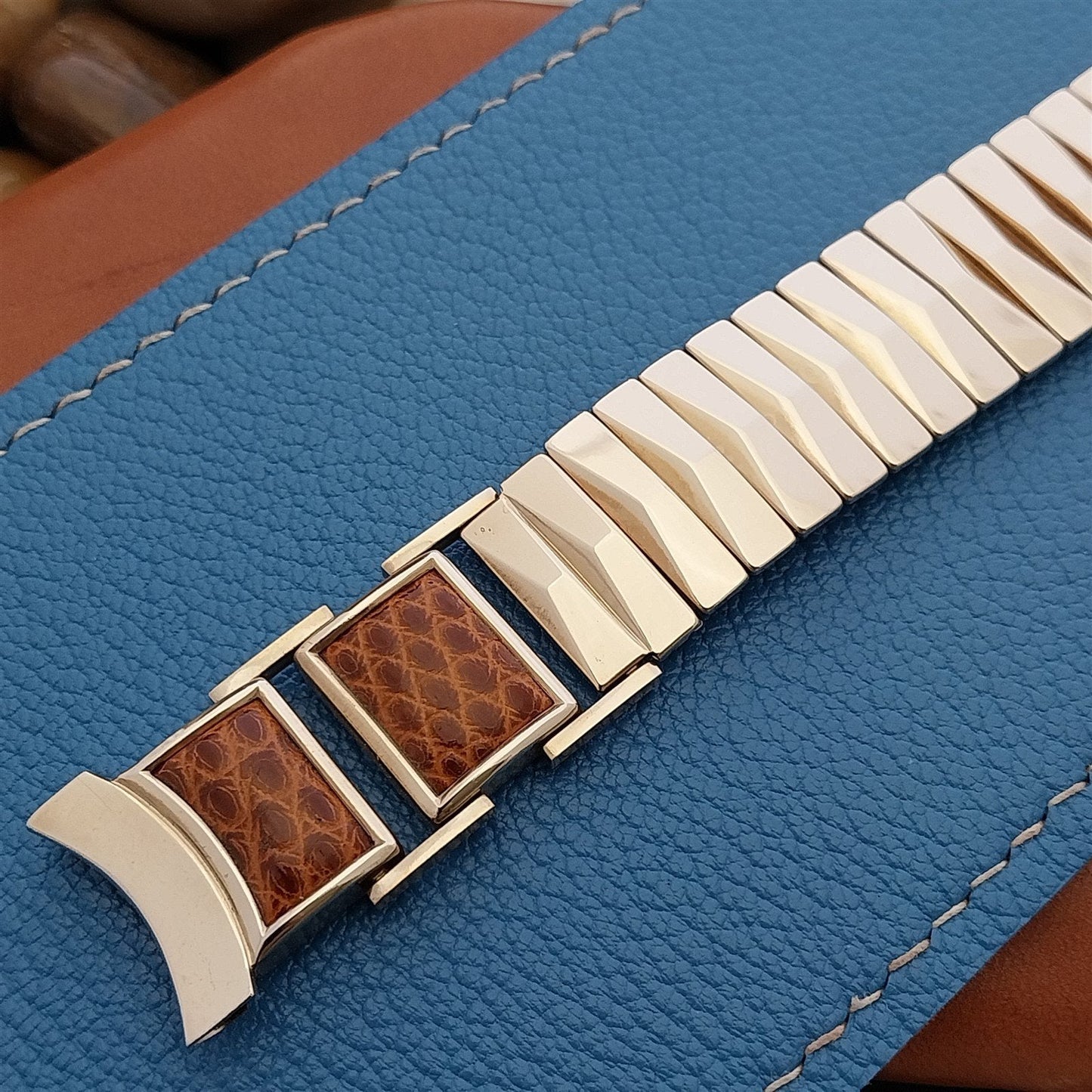 16mm 18mm Classic Flex-Let Classic Gold-Filled & Lizard 1950s Vintage Watch Band