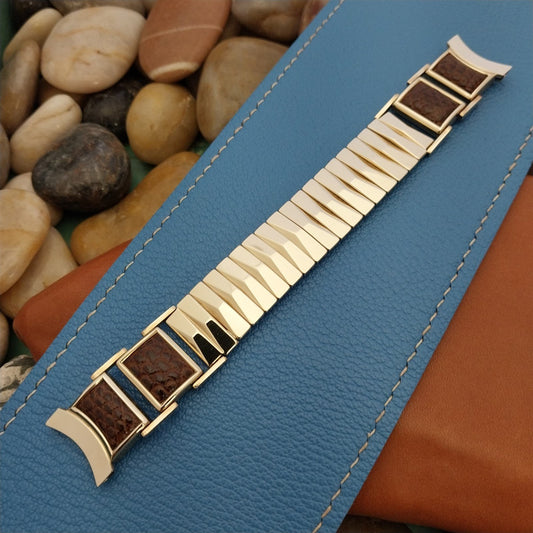 1950s Mid-Century Modern Flex-Let Gold-Filled & Lizard Unused Vintage Watch Band