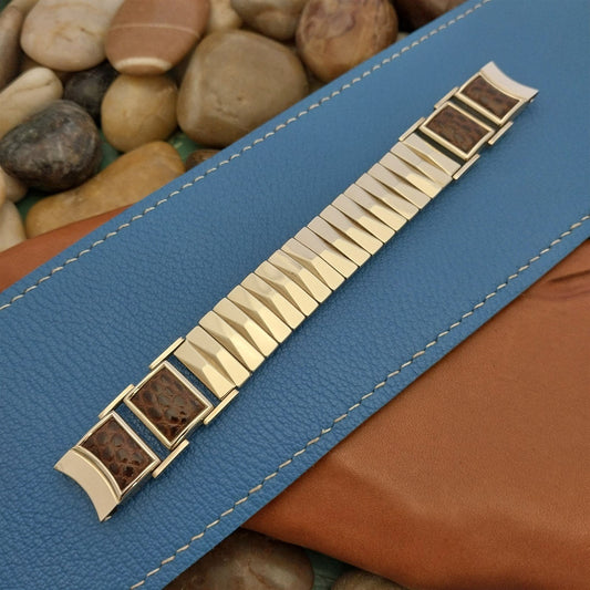 16mm Classic Gold-Filled & Lizard Mid-Century Modern nos 50s Vintage Watch Band