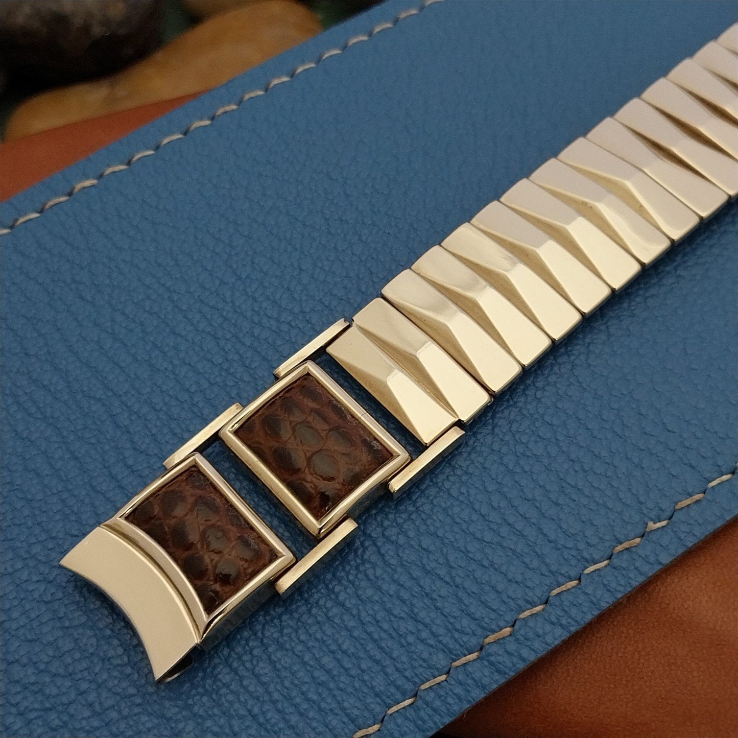 16mm Classic Gold-Filled & Lizard Mid-Century Modern nos 50s Vintage Watch Band