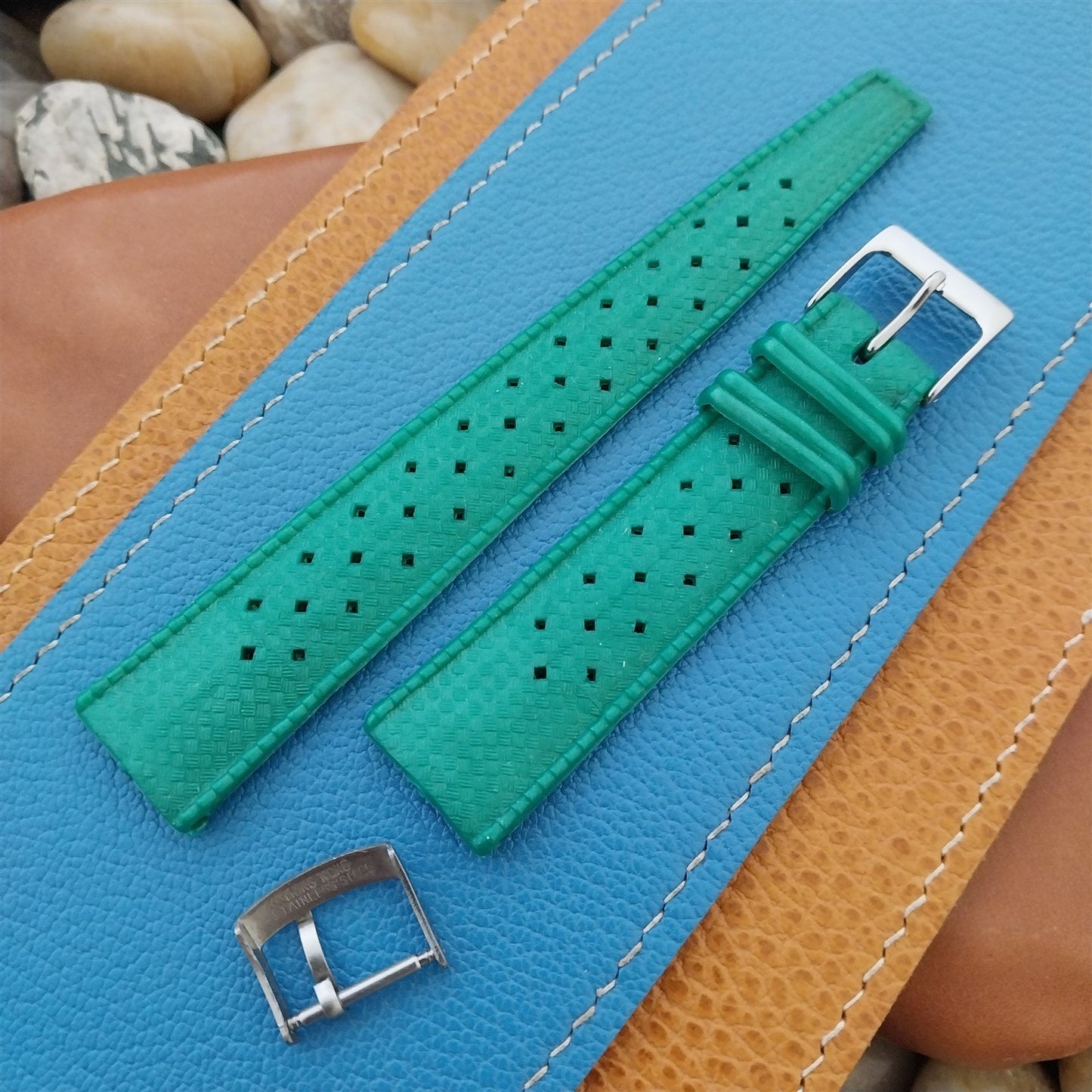 Vintage 19mm Green Basketweave Classic SkinDiver 1960s Unused Watch Band