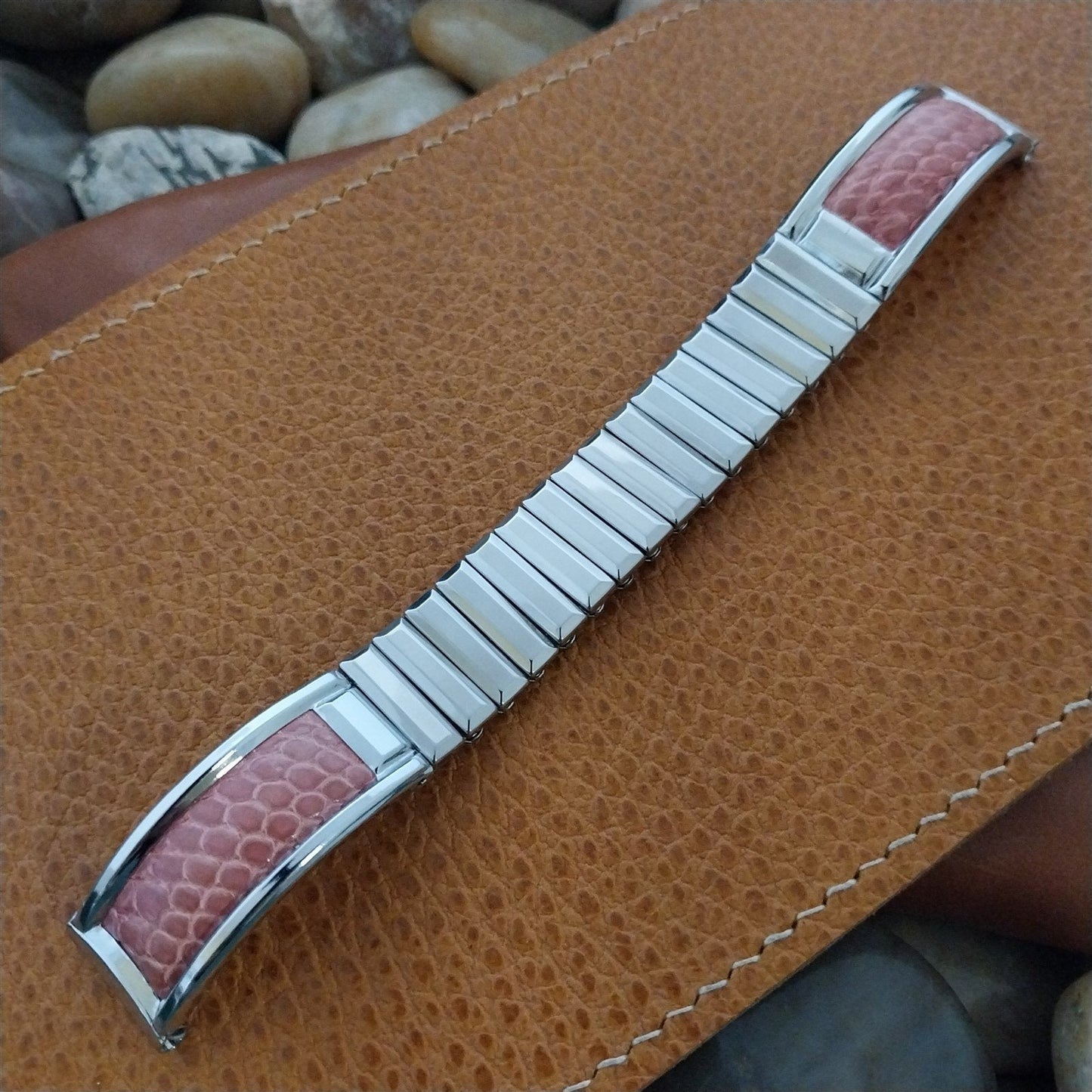 Classic 5/8" Pink Lizard Gemex USA Made One of a Kind Custom Vintage Watch Band