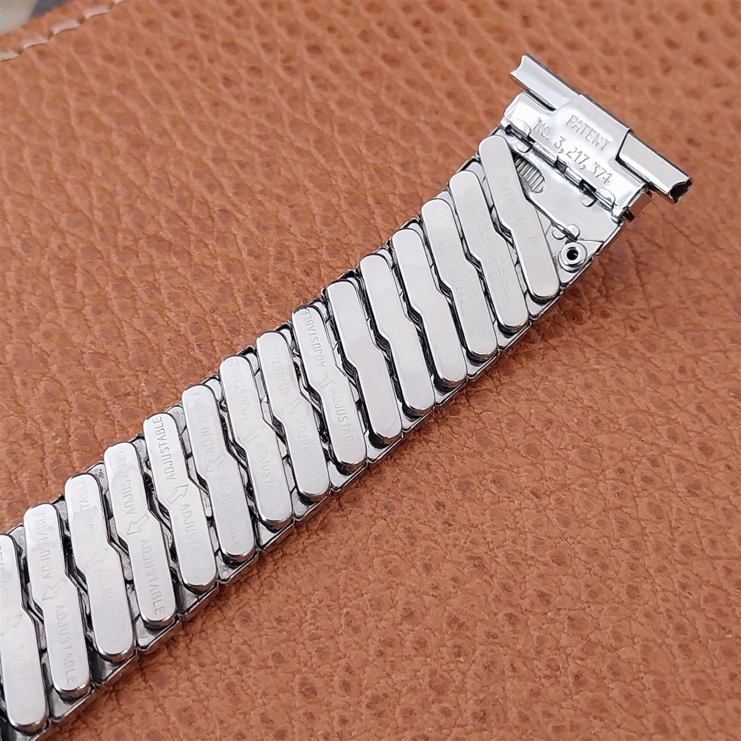 Vintage Long 20mm 19mm Stainless Steel Baldwin 1960s Classic Stretch Watch Band