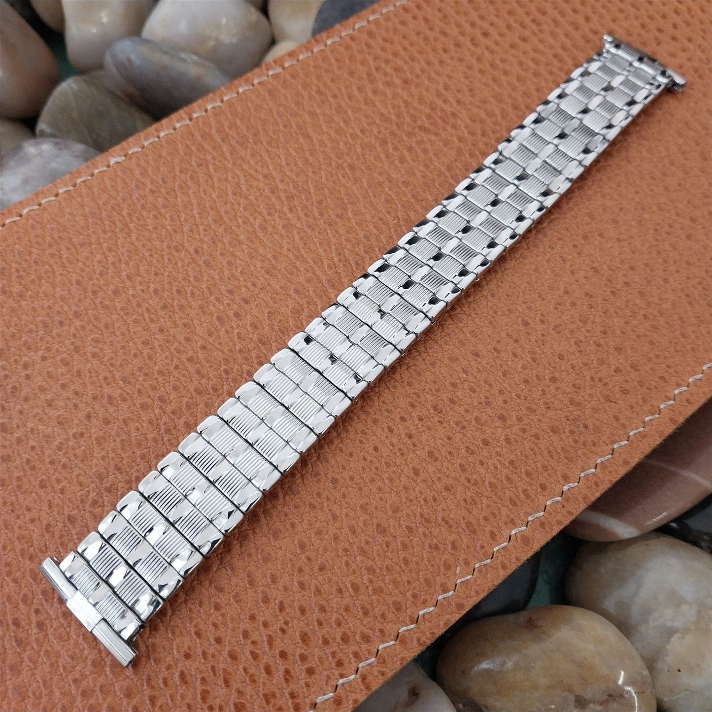 Vintage Long 20mm 19mm Stainless Steel Baldwin 1960s Classic Stretch Watch Band