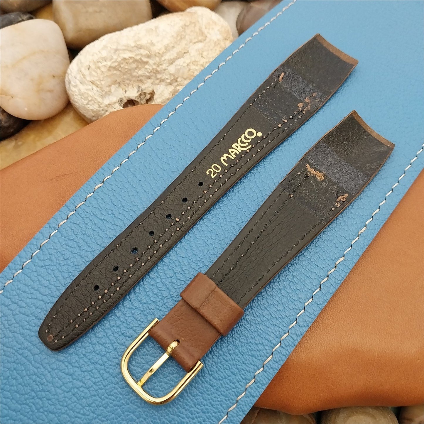 20mm Hirsch Wire Lug Open End Tapered Leather nos Unused Vintage Watch Band