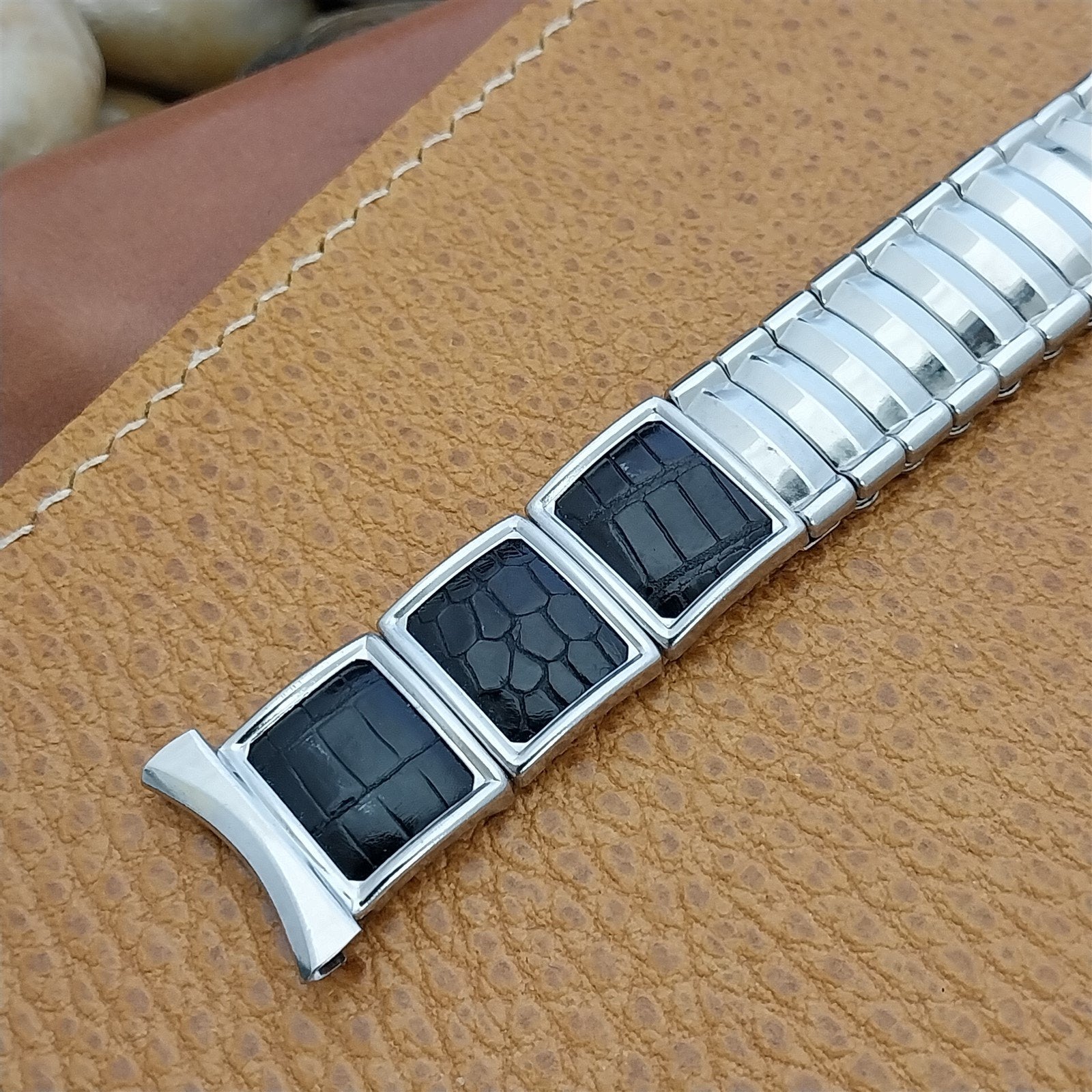 Vintage 19mm 18mm 16mm JB Champion Stainless Steel & Lizard Expansion Watch Band