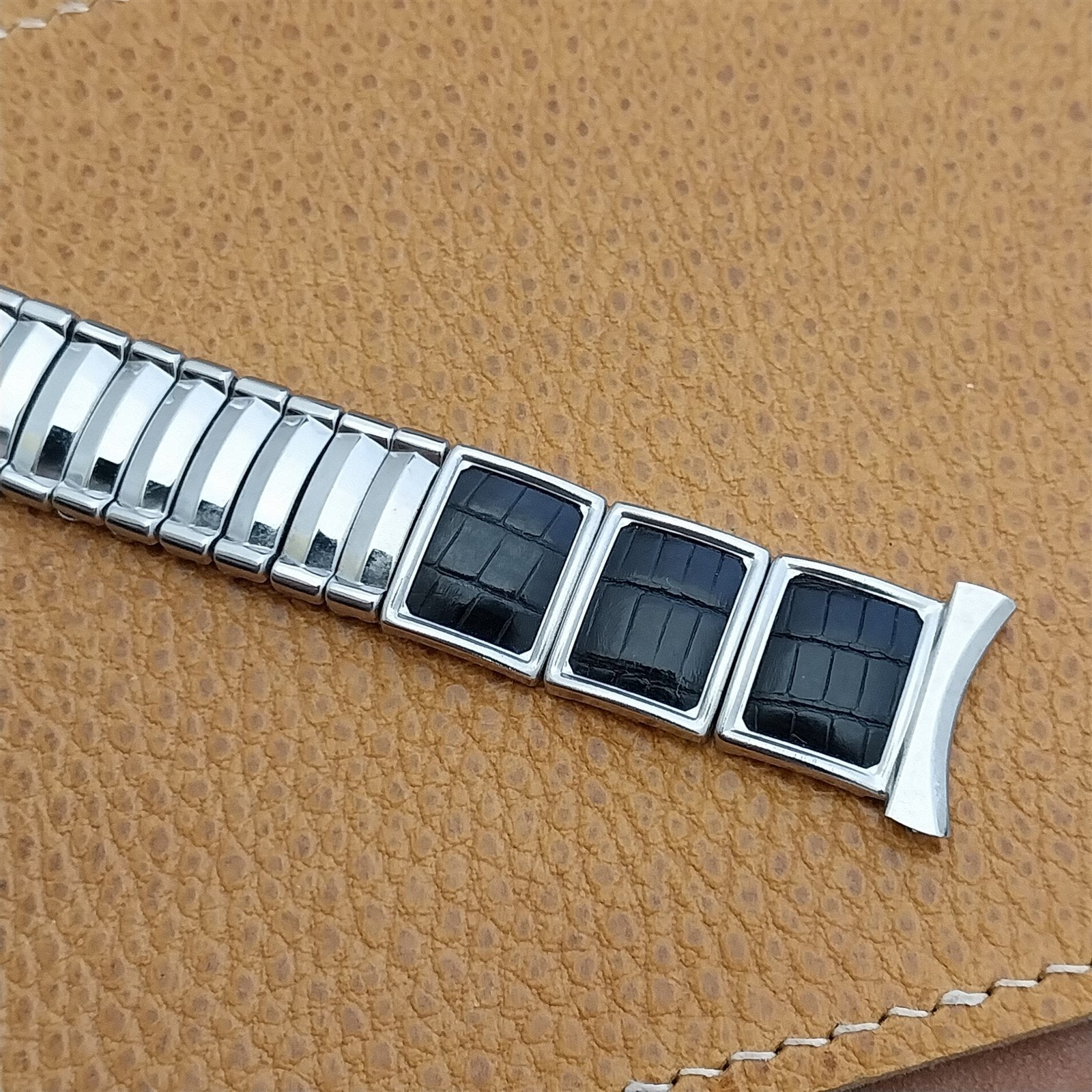 Vintage 19mm 18mm 16mm JB Champion Stainless Steel & Lizard Expansion Watch Band