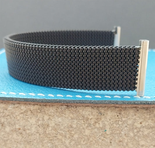 22mm 20mm 19mm Evinger USA Brown & Gold ep Stretch Mesh 1970s Vintage Watch Band